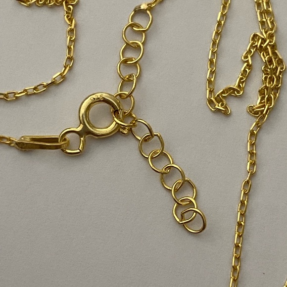 925 Silver peach heart love necklace 18K yellow gold plated - Picture 2 of 5